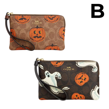 Corner Zip Wristlet In Signature Canvas With Halloween Print PREVENTA