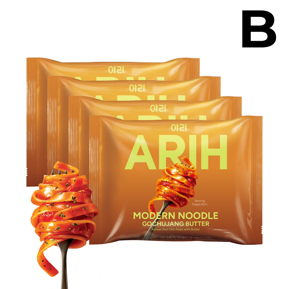 ARIH Modern Noodles, Western-Korean Fusion Soup-Less Noodles, Vongole, PAQUETE 4 PIEZAS **PREVENTA**
