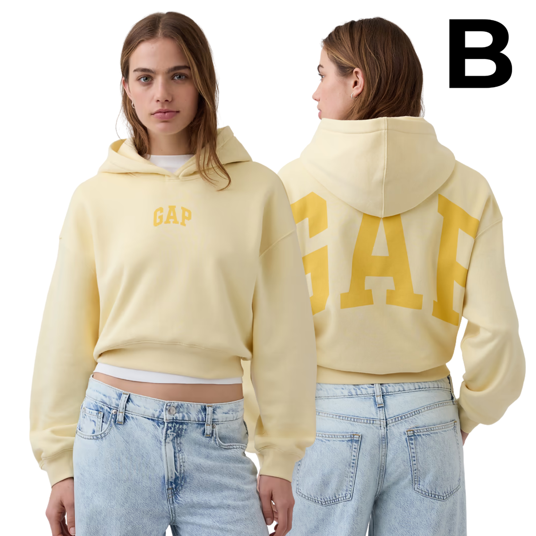 VintageSoft Crop Logo Hoodie - YELLOW PREVENTA