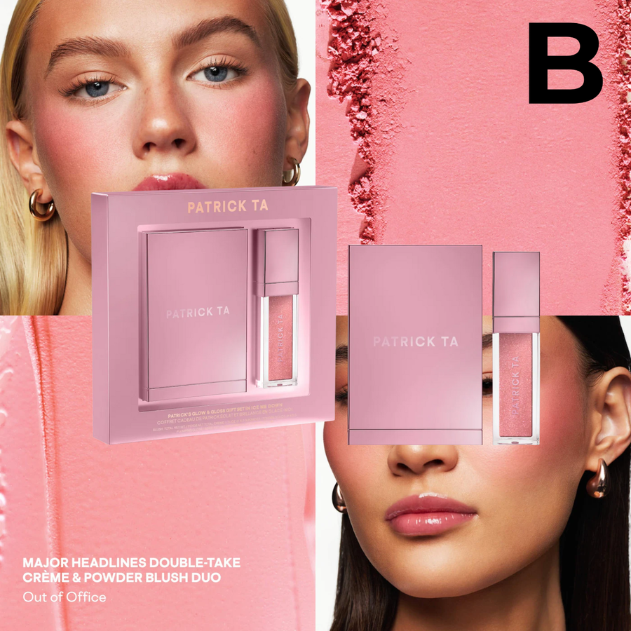 Patrick's Glow and Gloss Set: Major Headlines Blush Duo and Plumping Lip Gloss Makeup Gift Set