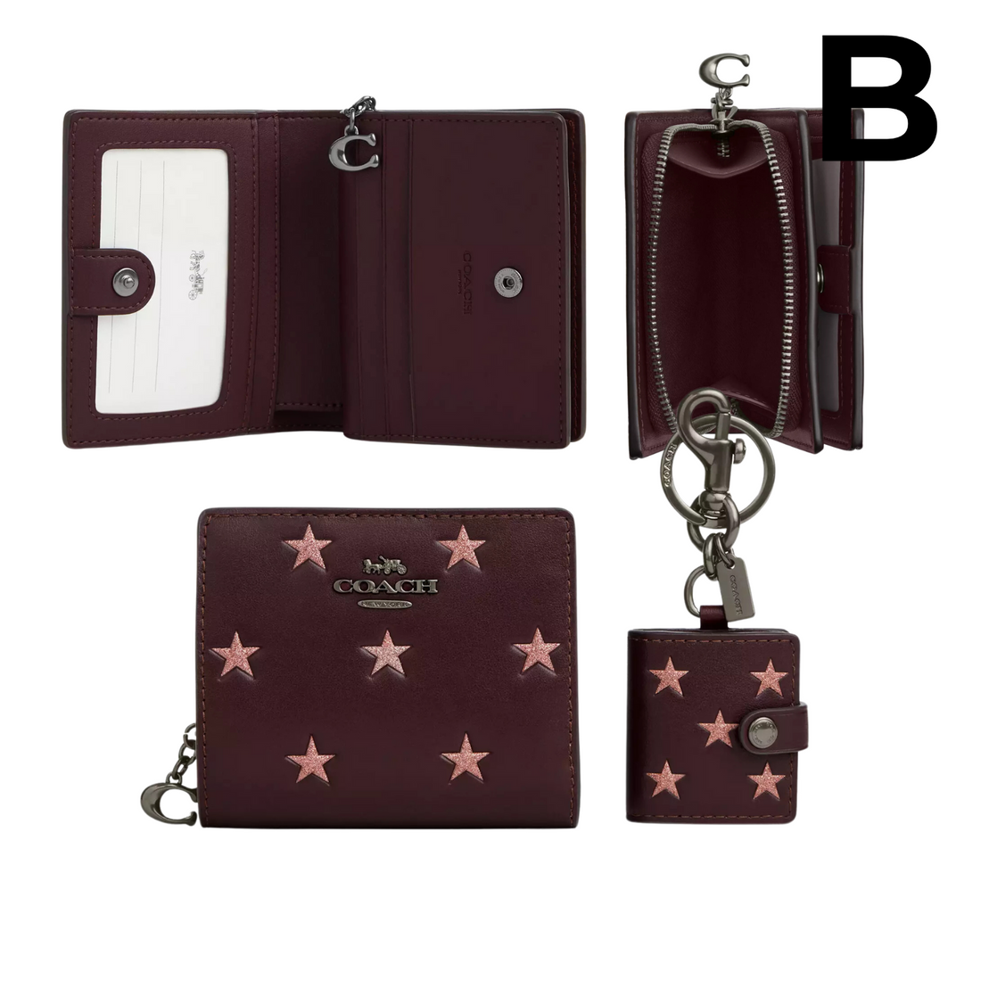 Boxed Snap Wallet And Picture Frame Bag Charm With Star Print PREVENTA