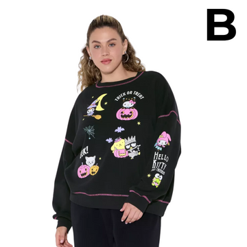 Women's Hello Kitty Halloween Graphic Sweatshirt - Black PREVENTA