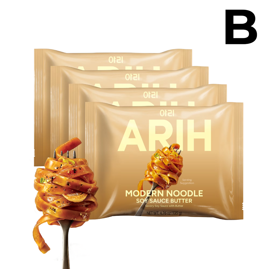 ARIH Modern Noodles, Western-Korean Fusion Soup-Less Noodles, Vongole, PAQUETE 4 PIEZAS **PREVENTA**