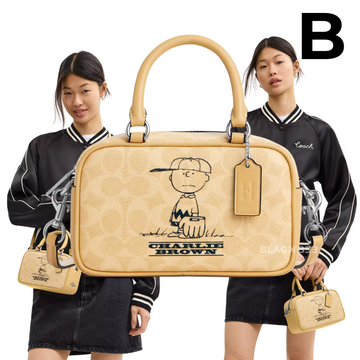 Coach X Peanuts Satchel Crossbody Bag In Signature Canvas With Charlie Brown PREVENTA