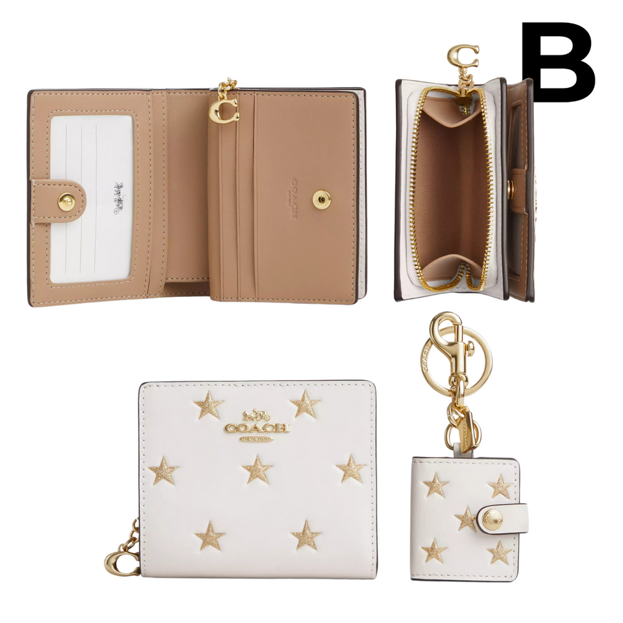 Boxed Snap Wallet And Picture Frame Bag Charm With Star Print PREVENTA