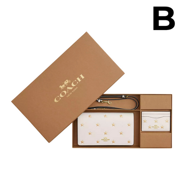 Boxed Anna Foldover Clutch Crossbody Bag And Card Case Set With Star Print PREVENTA