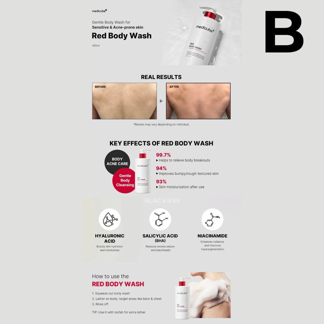 Red Acne Body Wash