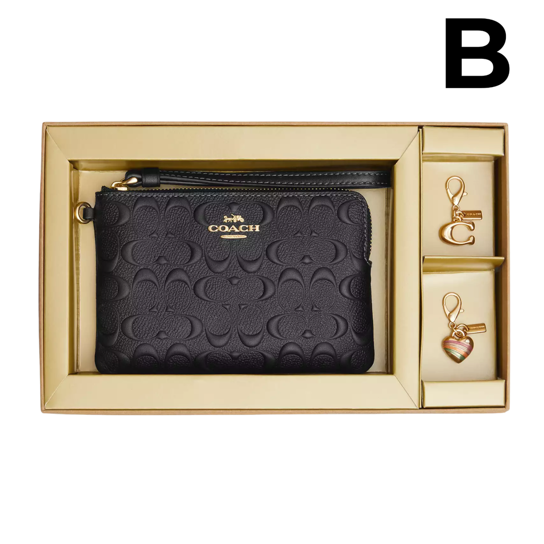 Boxed Corner Zip Wristlet In Signature Leather **PREVENTA**