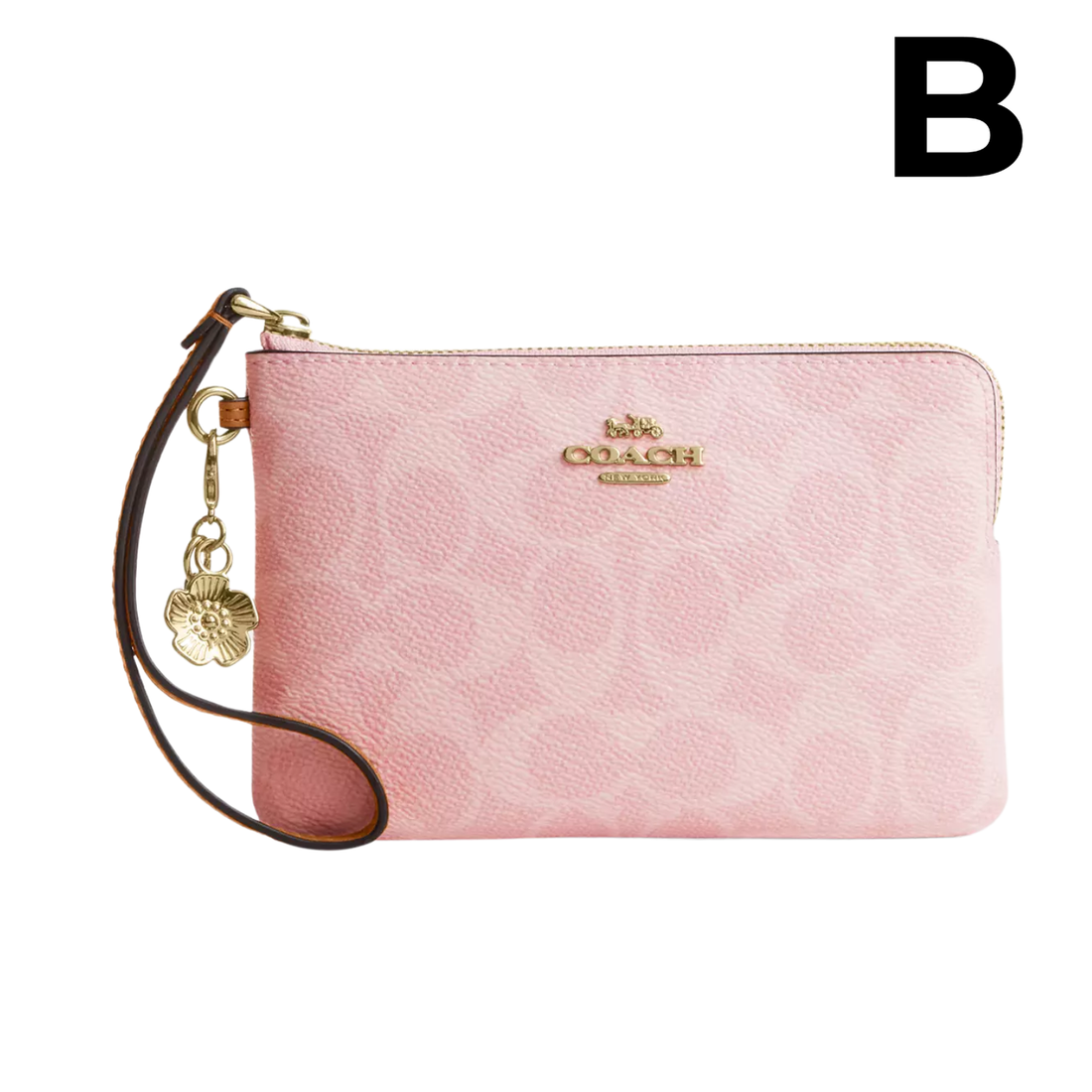 Corner Zip Wristlet In Signature Canvas With Charms Powder Pink **PREVENTA**