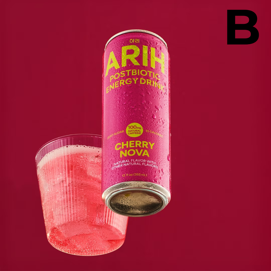ARIH Postbiotic Energy Drink, Zero Sugar Clean Energy Drink with 100mg Natural Caffeine, Blush Berry, 12 fl oz INDIVIDUAL **PREVENTA**