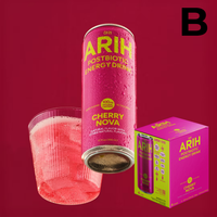ARIH Postbiotic Energy Drink, Zero Sugar Clean Energy Drink with 100mg Natural Caffeine, Tropical Wave, 12 fl oz, 4 Pack **PREVENTA**