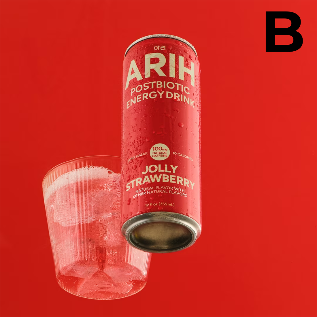 ARIH Postbiotic Energy Drink, Zero Sugar Clean Energy Drink with 100mg Natural Caffeine, Blush Berry, 12 fl oz INDIVIDUAL **PREVENTA**