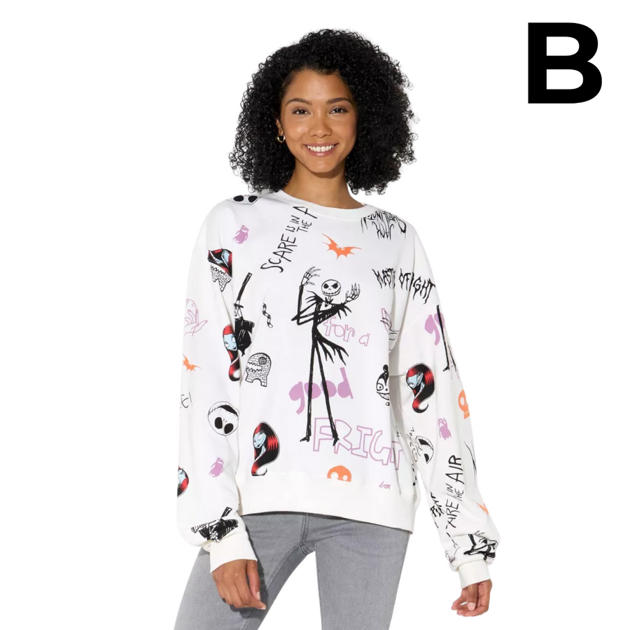 Women's Nightmare Scribbles Fleece Graphic Sweatshirt - White PREVENTA