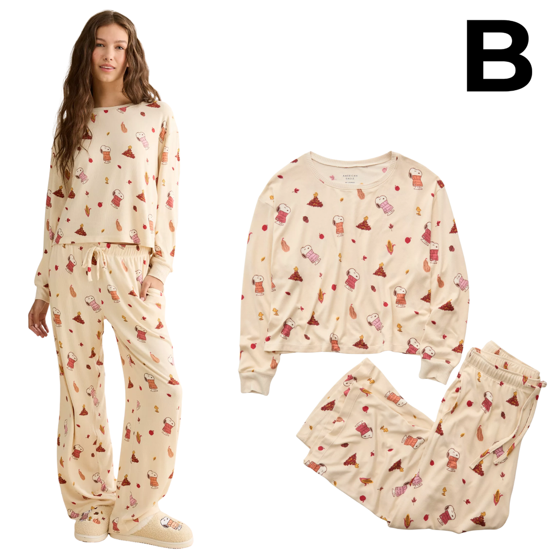 AE Luxe Plush Snoopy Long Sleeve + Pant PJ Set **PREVENTA HOY TUVO -10%**