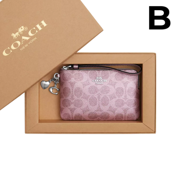 Boxed Corner Zip Wristlet In Signature Canvas With Charms - PINK **PREVENTA**