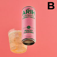 ARIH Postbiotic Energy Drink, Zero Sugar Clean Energy Drink with 100mg Natural Caffeine, Blush Berry, 12 fl oz INDIVIDUAL **PREVENTA**
