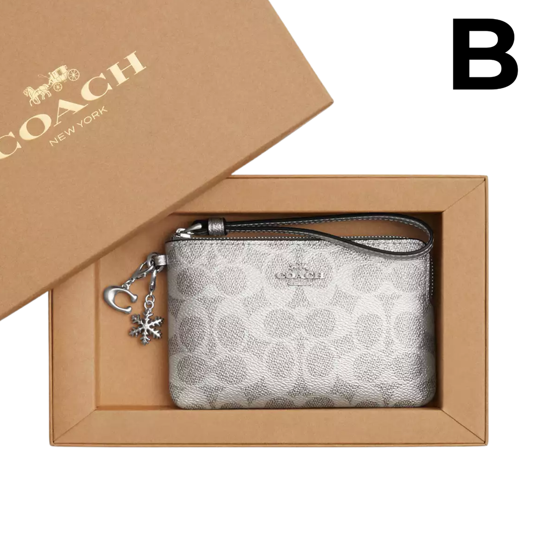 Boxed Corner Zip Wristlet In Signature Canvas With Charms SILVER **PREVENTA**