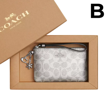 Boxed Corner Zip Wristlet In Signature Canvas With Charms SILVER **PREVENTA**