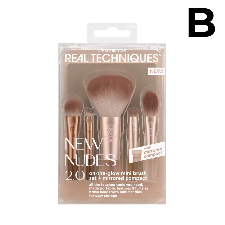 New Nudes 2.0 On-The-Glow Mini Brush Set + Mirrored Compact PREVENTA