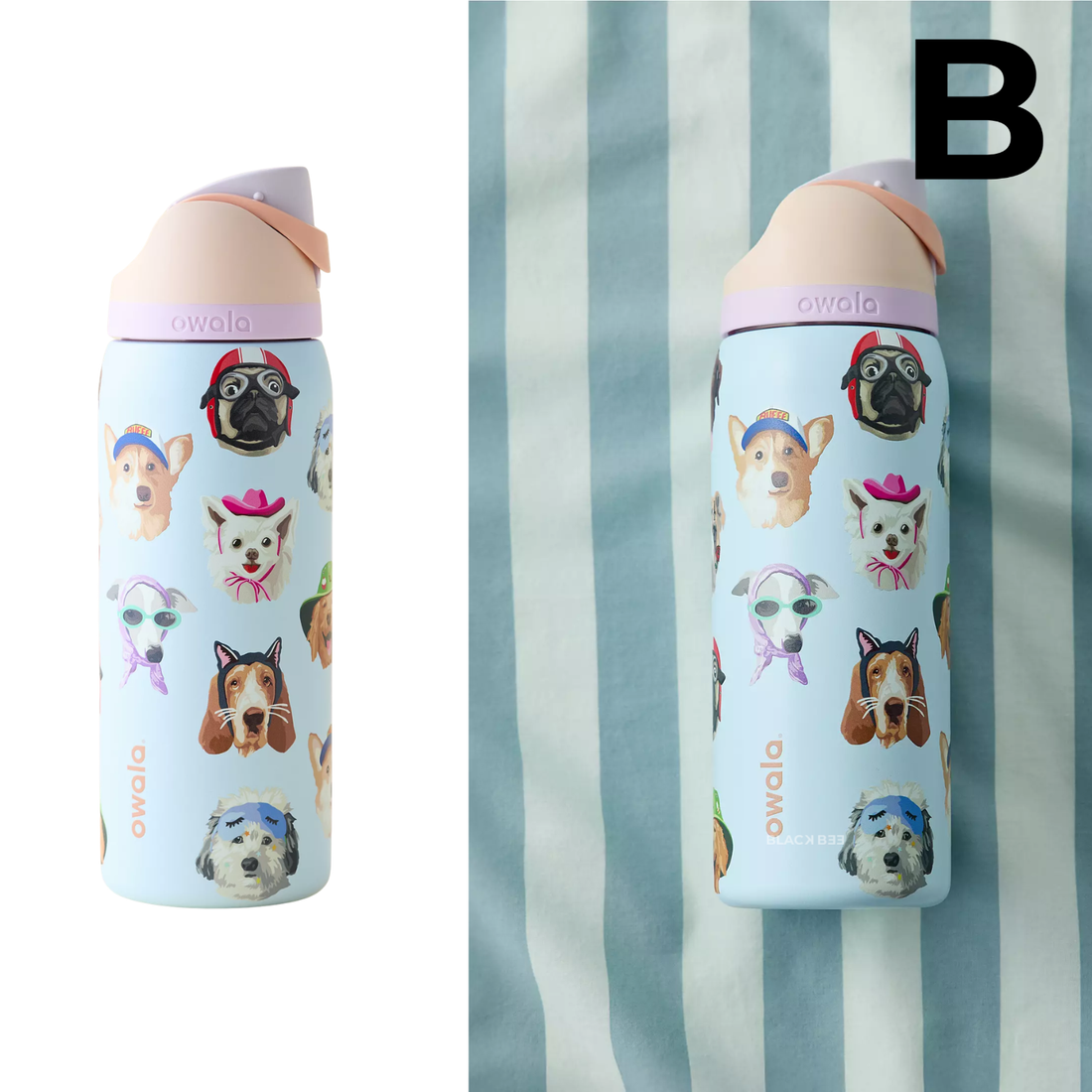 Owala UO Exclusive Dog Collage FreeSip 32 oz Water Bottle PREVENTA