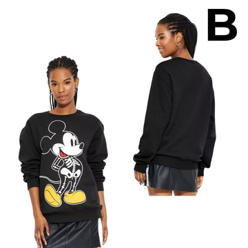 Women's Mickey Skeleton Graphic Sweatshirt - Black PREVENTA