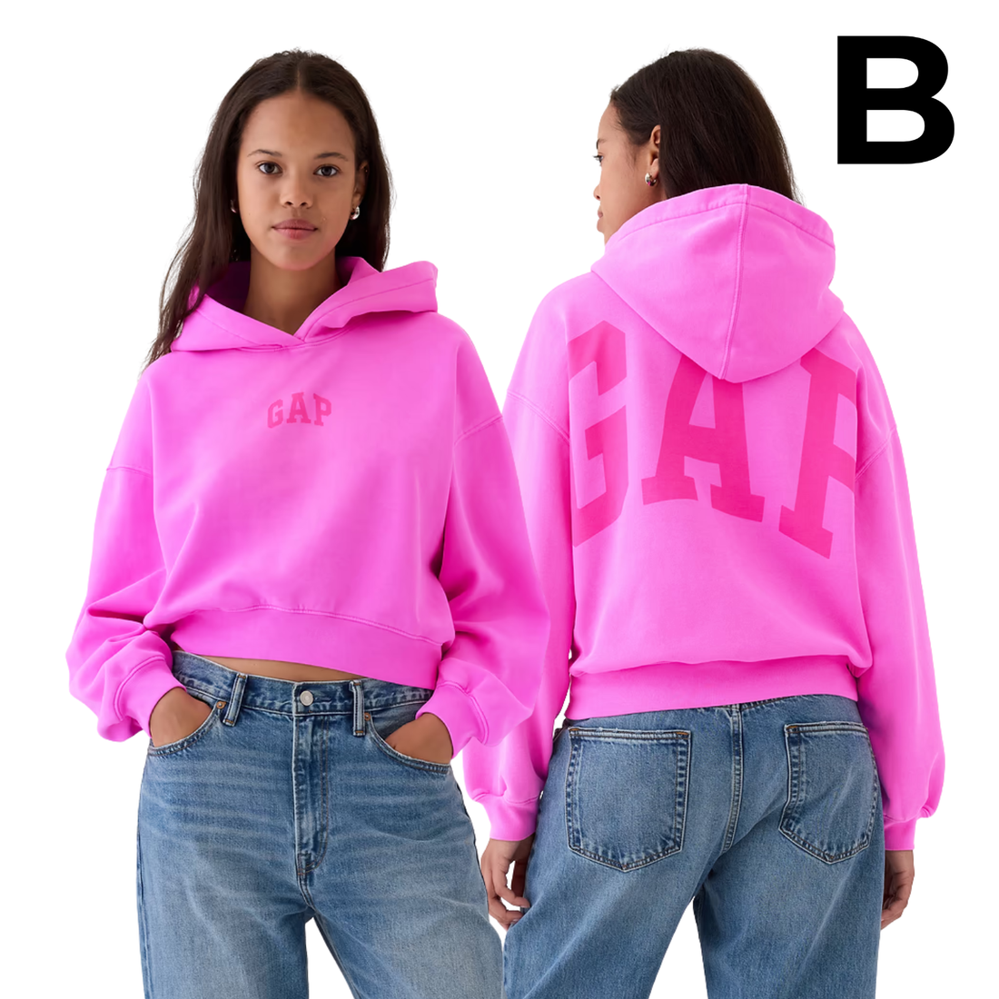 VintageSoft Crop Logo Hoodie - NEON PINK PREVENTA