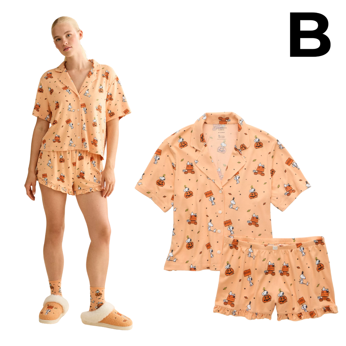 AE Luxe Plush Snoopy Button-Up PJ Set **PREVENTA HOY NO TIENE DESCUENTO**
