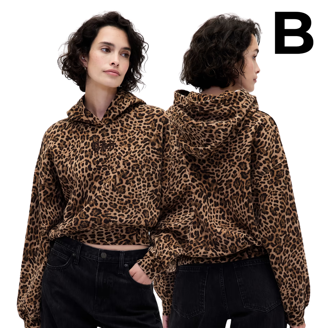 VintageSoft Crop Logo Hoodie - LEOPARD BROWN PREVENTA