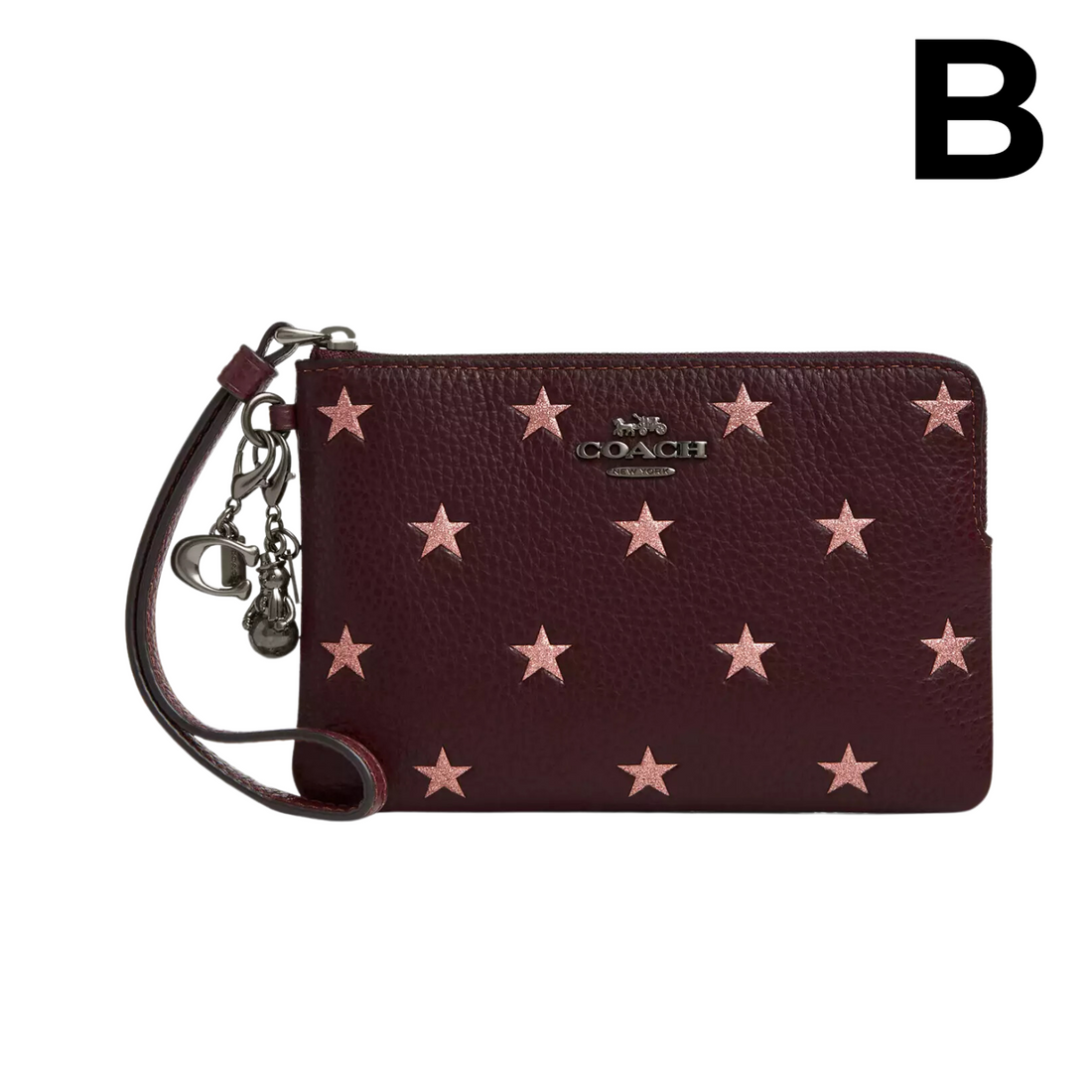 Boxed Corner Zip Wristlet With Star Print And Charms PREVENTA