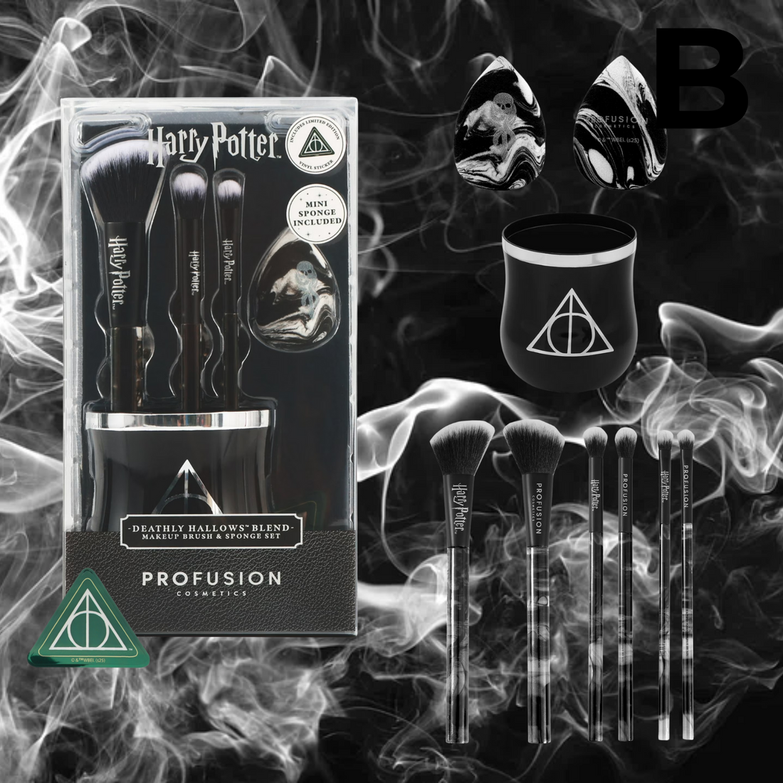 Profusion Cosmetics Harry Potter Deathly Hallows™ Blend Makeup Brush & Sponge Set - 5 pc PREVENTA