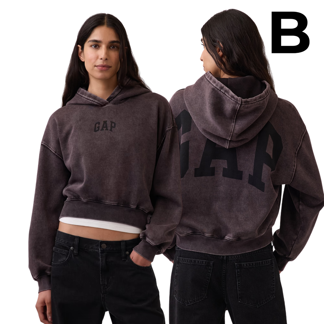 VintageSoft Crop Logo Hoodie - MOONLESS NIGHT PREVENTA