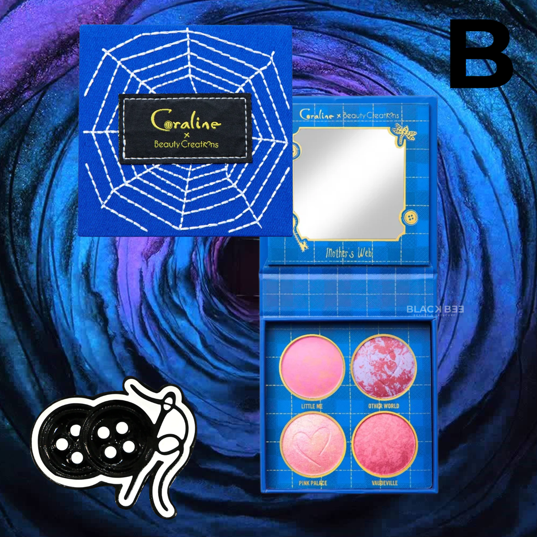 Paleta de Rubores Mother's Web Coraline x Beauty Creations (VENTA EXLUSIVA ONLINE ENVIANDO DE 7 A 14 DIAS HÁBILES)