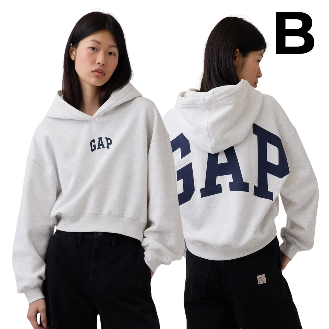 VintageSoft Crop Logo Hoodie - PALE HEATHER GREY PREVENTA